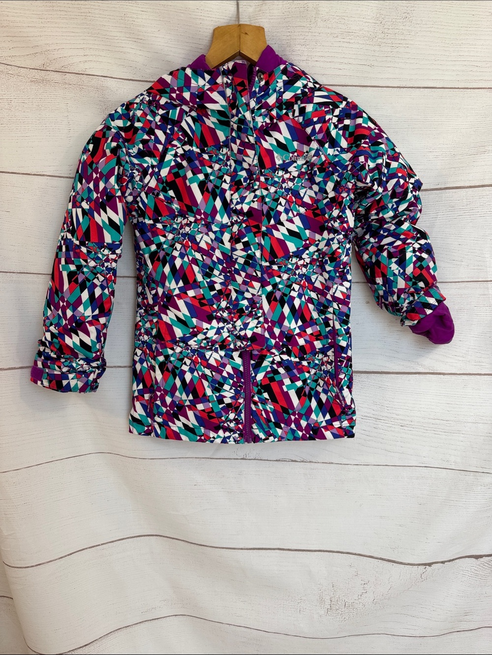 Columbia Omni-Heat- Out Grown Girls Geometric 2 piece Puffer Jacket Purple Small